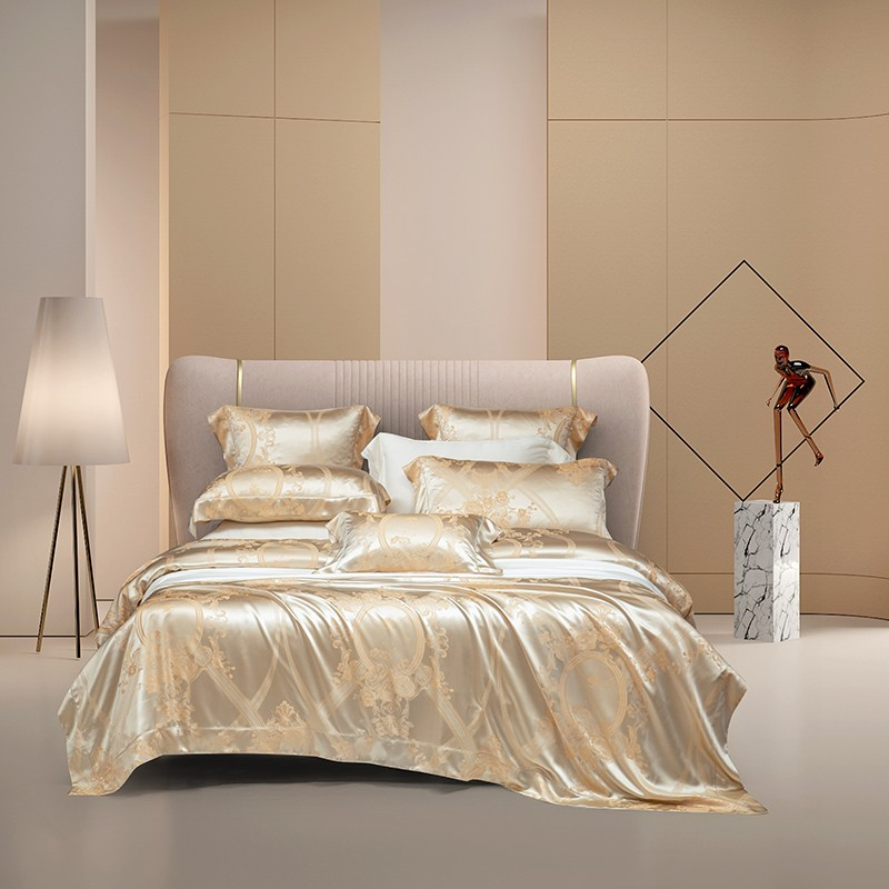 Eleonora Gold Duvet Cover Set MULBERRY Silk Bamboo